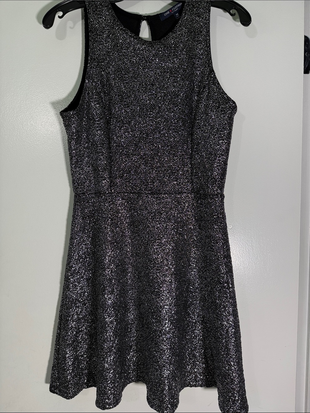 One Clothing Los Angeles M Black Metallic Sparkle Mini Dress